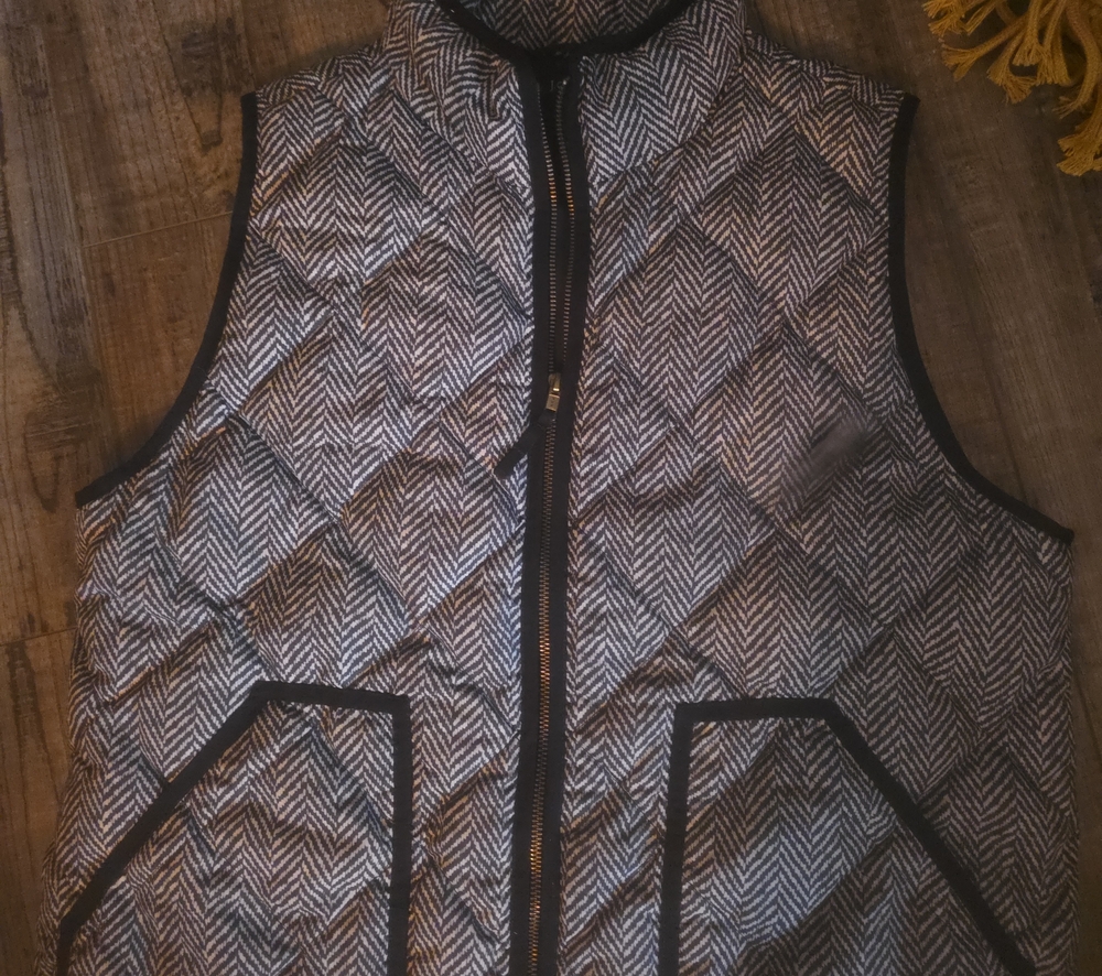 J. Crew Quilted Herringbone Vest in Black and White